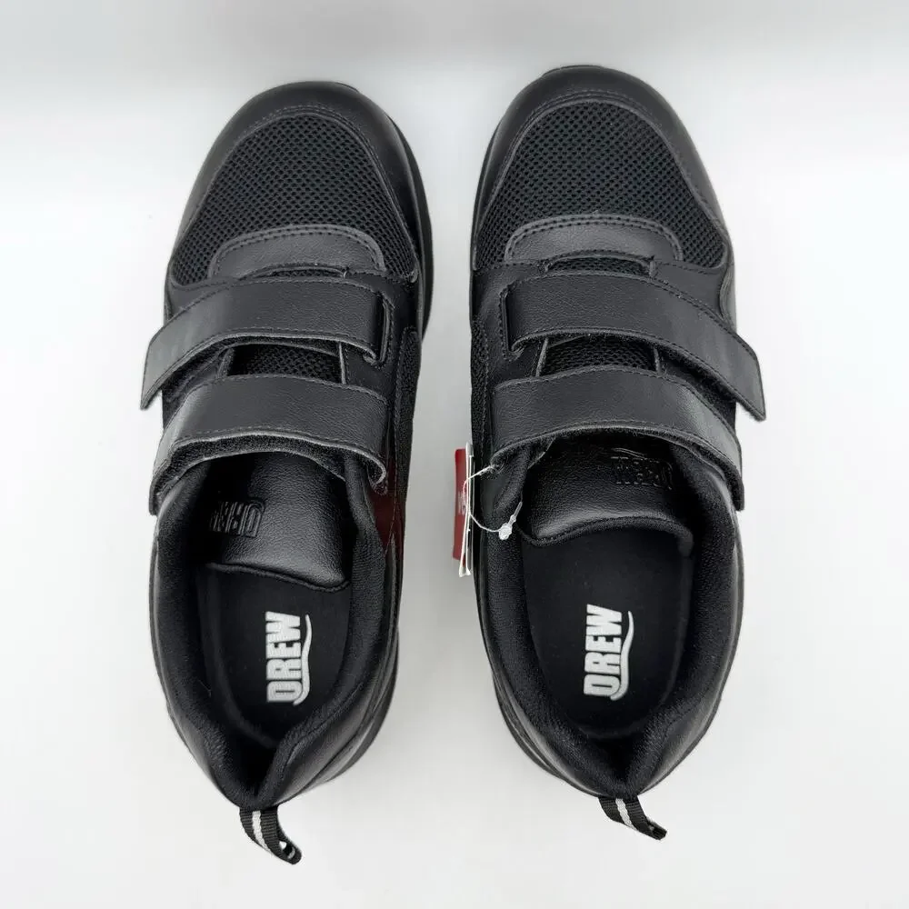 Drew Mens Contest Sneakers US 9.5 WIDE Black Fabric Hook and Loop SR NWOB